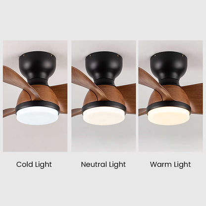Stylish Wood Grain Ceiling Fan with LED Lighting