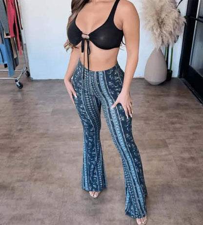 Fashionable Wide Leg Printed Pants