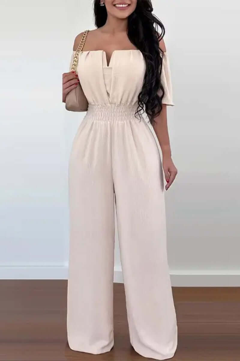 Ladies' Cold Shoulder Short Jumpsuit - Luxivelle