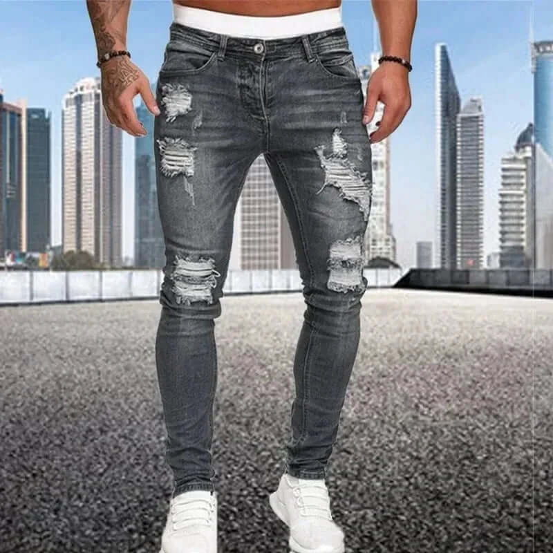 Slim Fit Fuzzy Black Jeans