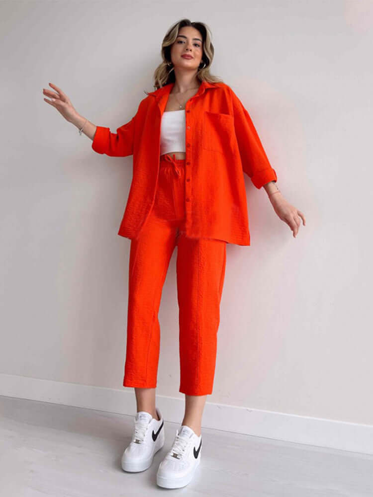 Relaxed Fit Women's Shirt and Loose Pants Set