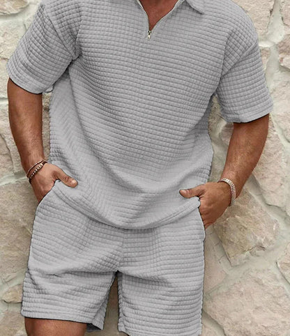 Men's Casual Summer Short Sleeve Cotton Suit Set