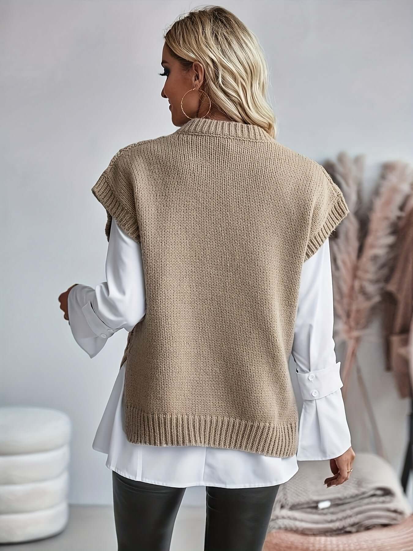 Warm Women's Knitted Vest Sweater