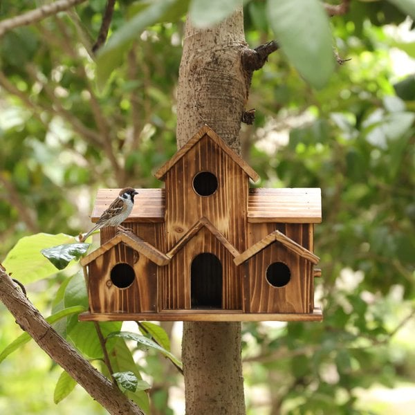 Rustic Wooden Bird House for Outdoor Garden Decor