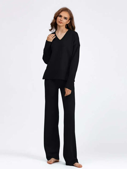 Ladies' Crew Neck Jumper and Loose Fit Pants Set