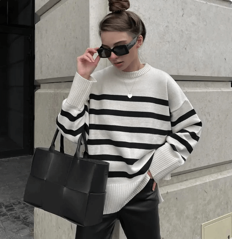 Large Cozy Striped Sweater for Women