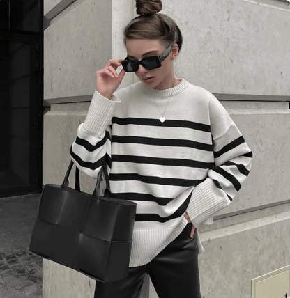 Large Cozy Striped Sweater for Women