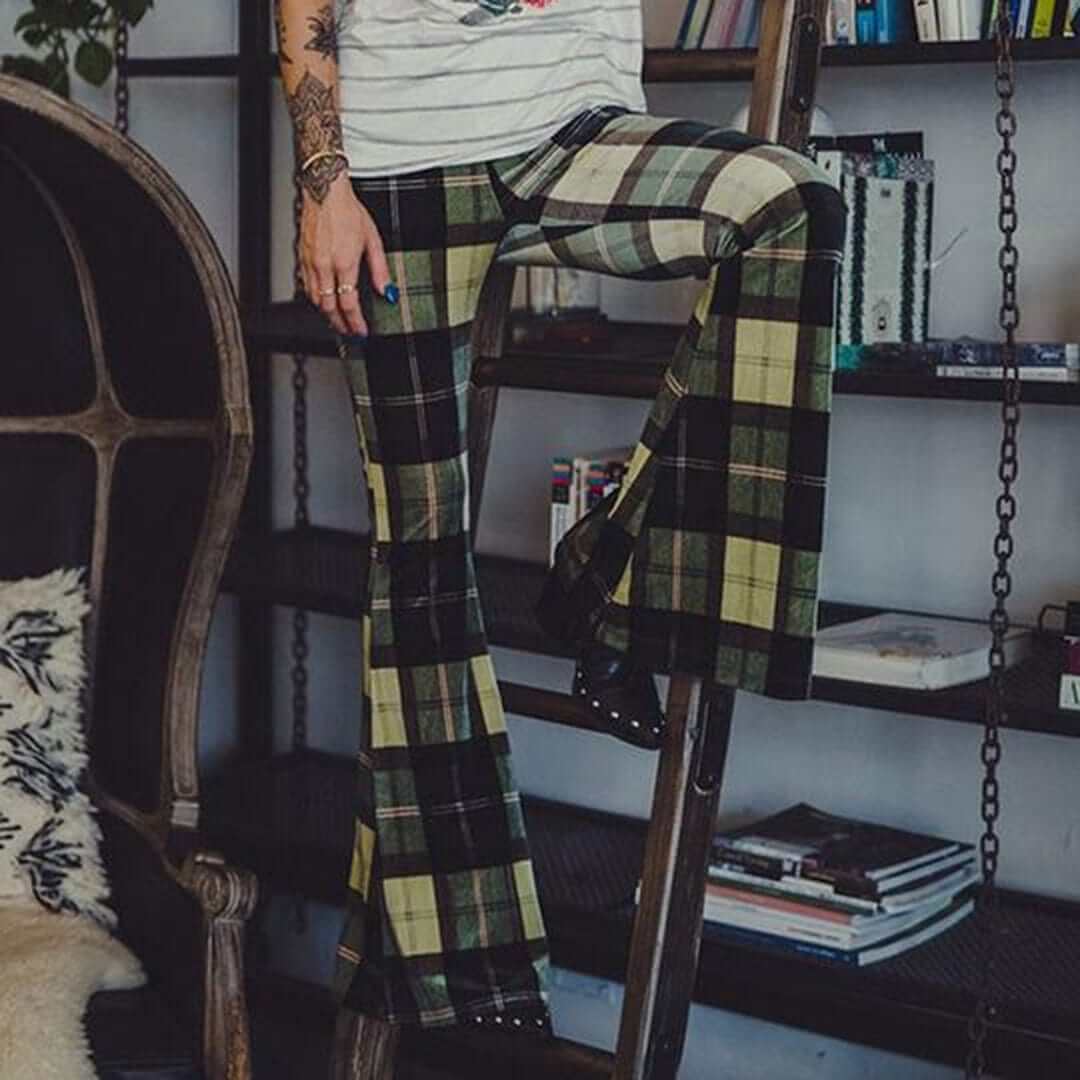 Trendy Checked Wide Leg Pants