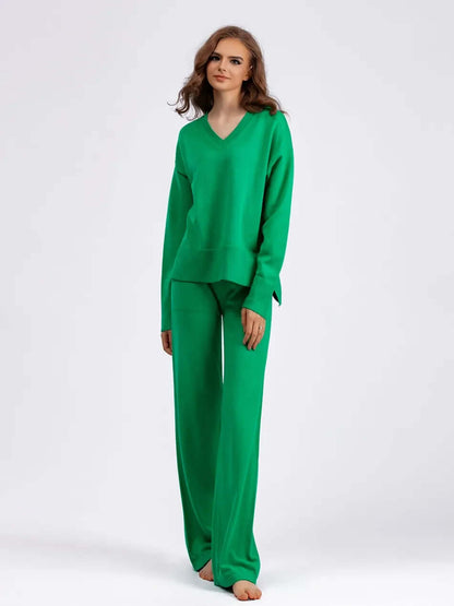 Ladies' Crew Neck Jumper and Loose Fit Pants Set