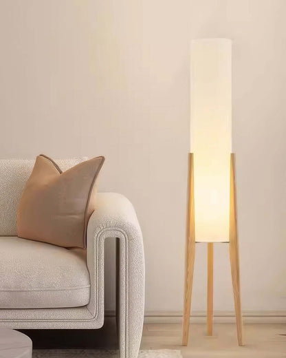 Natural Wooden Table Lamp with Linen Shade