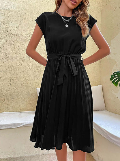 Floral Waist Tie Midi Dress for Women - Luxivelle