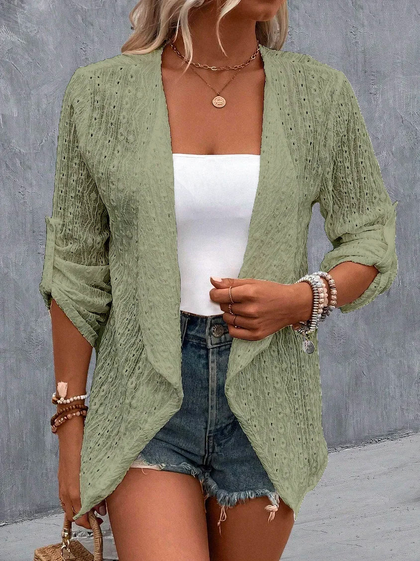 Ladies' Lace Trim Short Sleeve Sweater