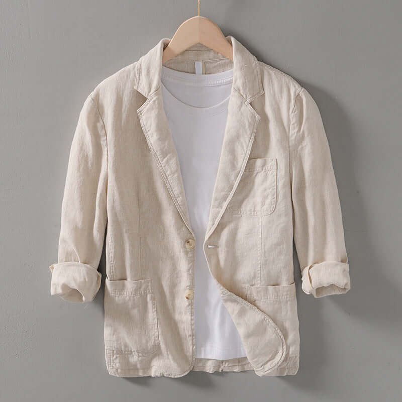 Relaxed Fit Casual Linen Jacket - Luxivelle