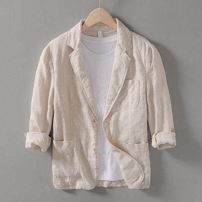 Relaxed Fit Casual Linen Jacket - Luxivelle
