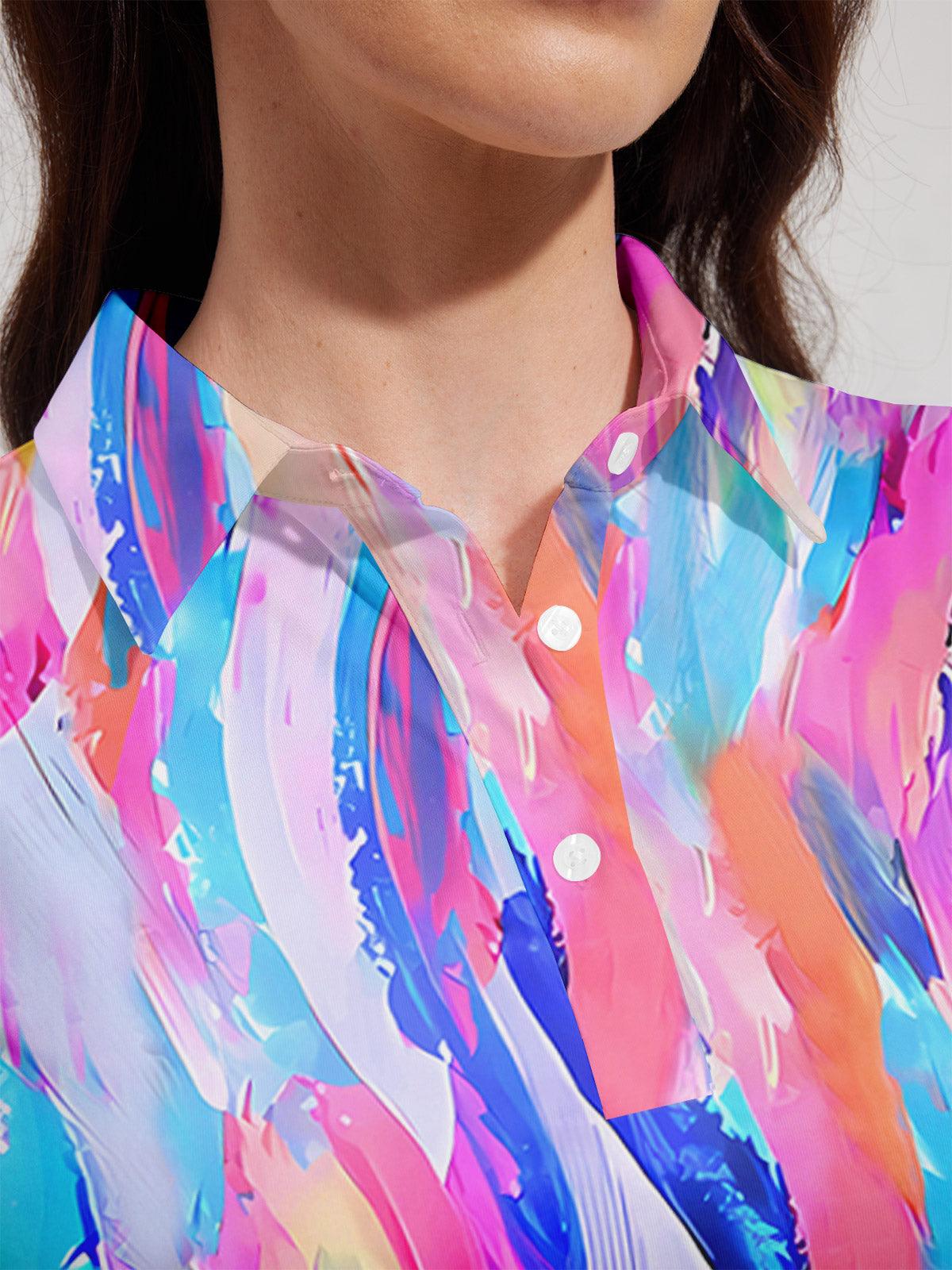 Graphic Print Polo Shirt Sun Protection