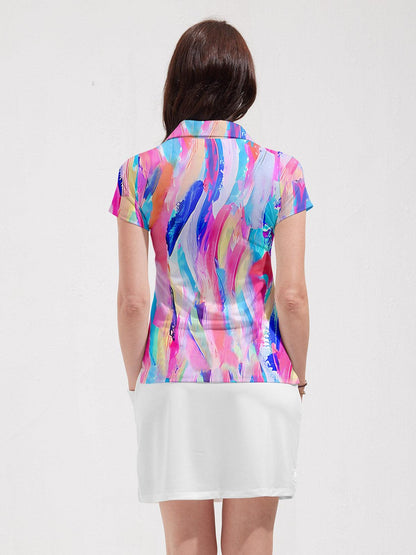 Graphic Print Polo Shirt Sun Protection