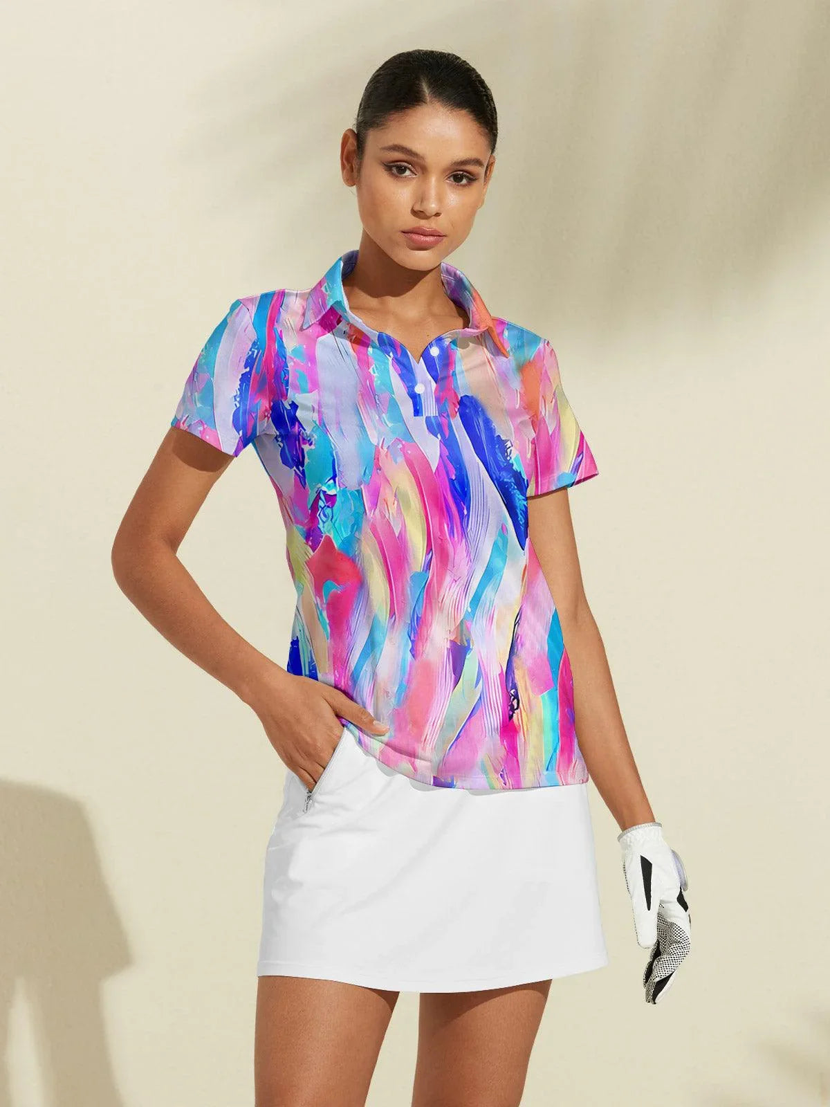 Graphic Print Polo Shirt Sun Protection - Luxivelle