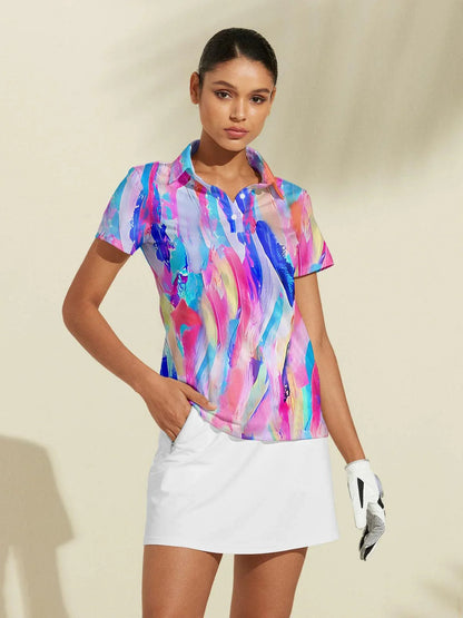 Graphic Print Polo Shirt Sun Protection - Luxivelle