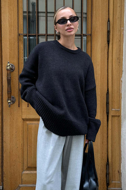 Large Women's Grey Cozy Sweater - Luxivelle