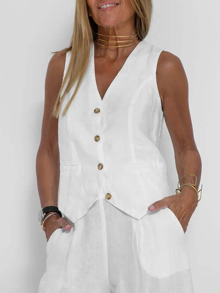 Ladies Natural Fiber Two Piece Suit Set