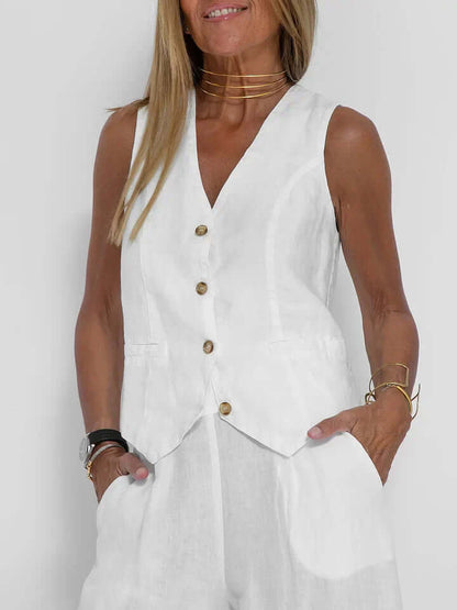 Ladies Natural Fiber Two Piece Suit Set