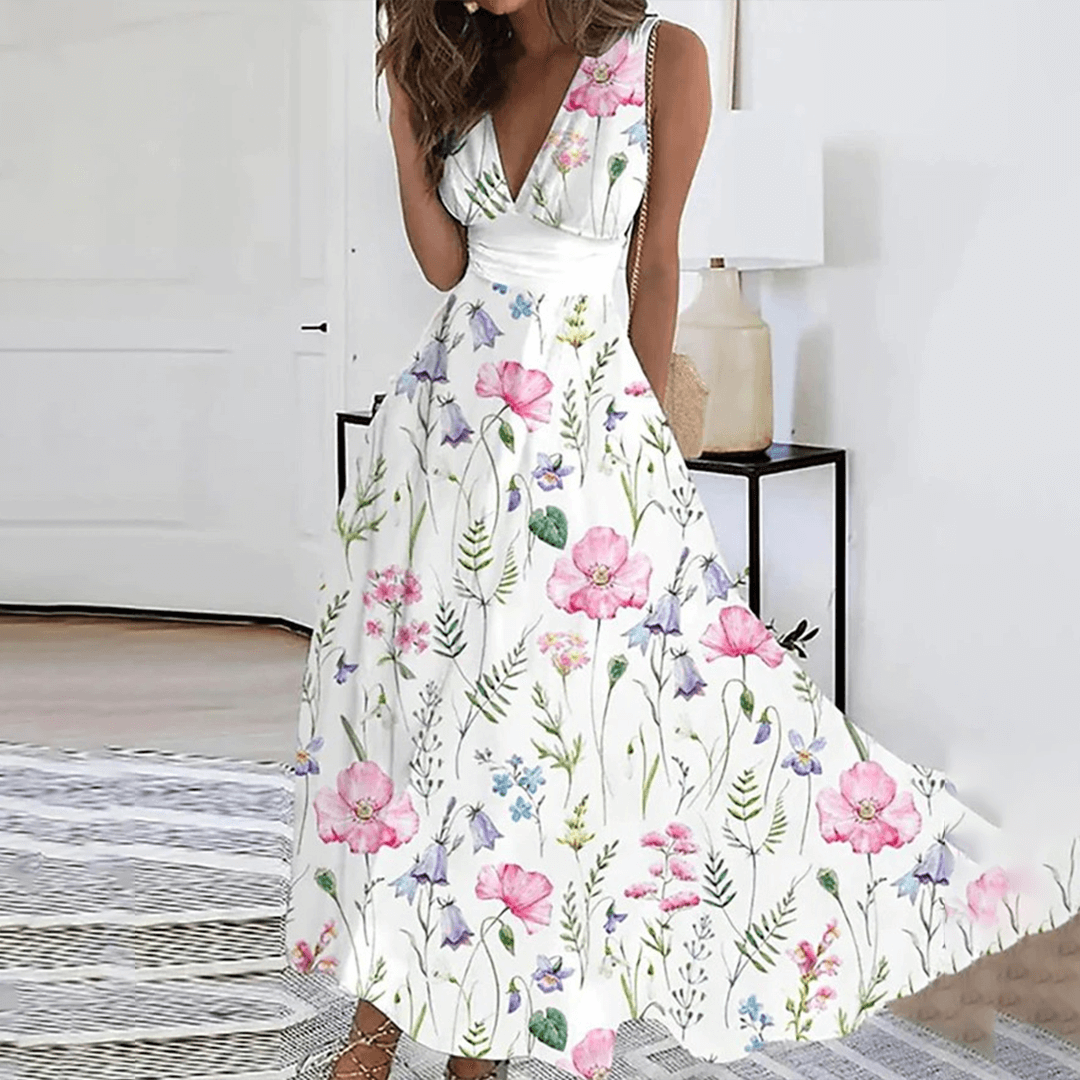 Beautiful Flower Long Dress for Ladies