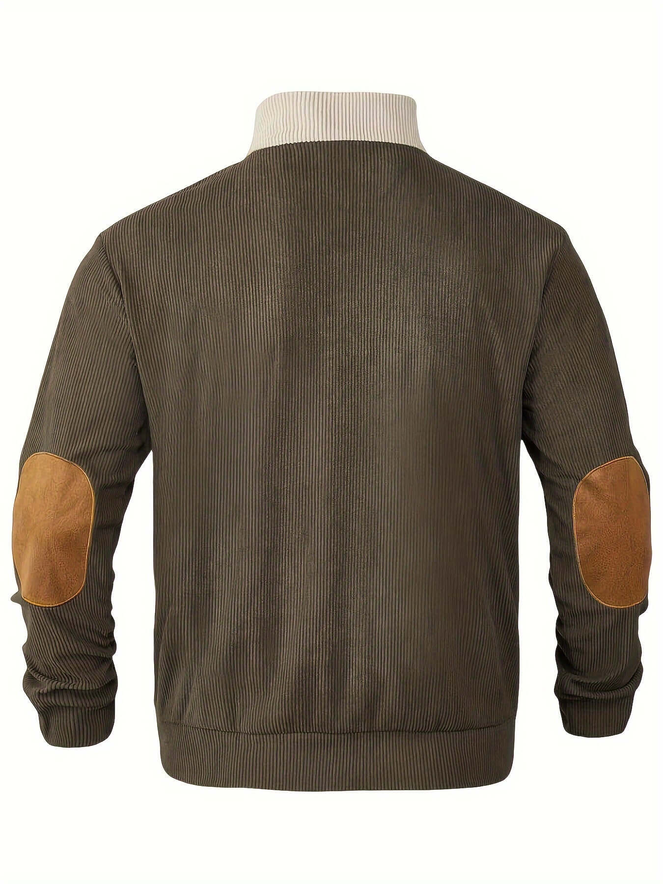 Classic Crew Neck Patched Knit Sweater for Men