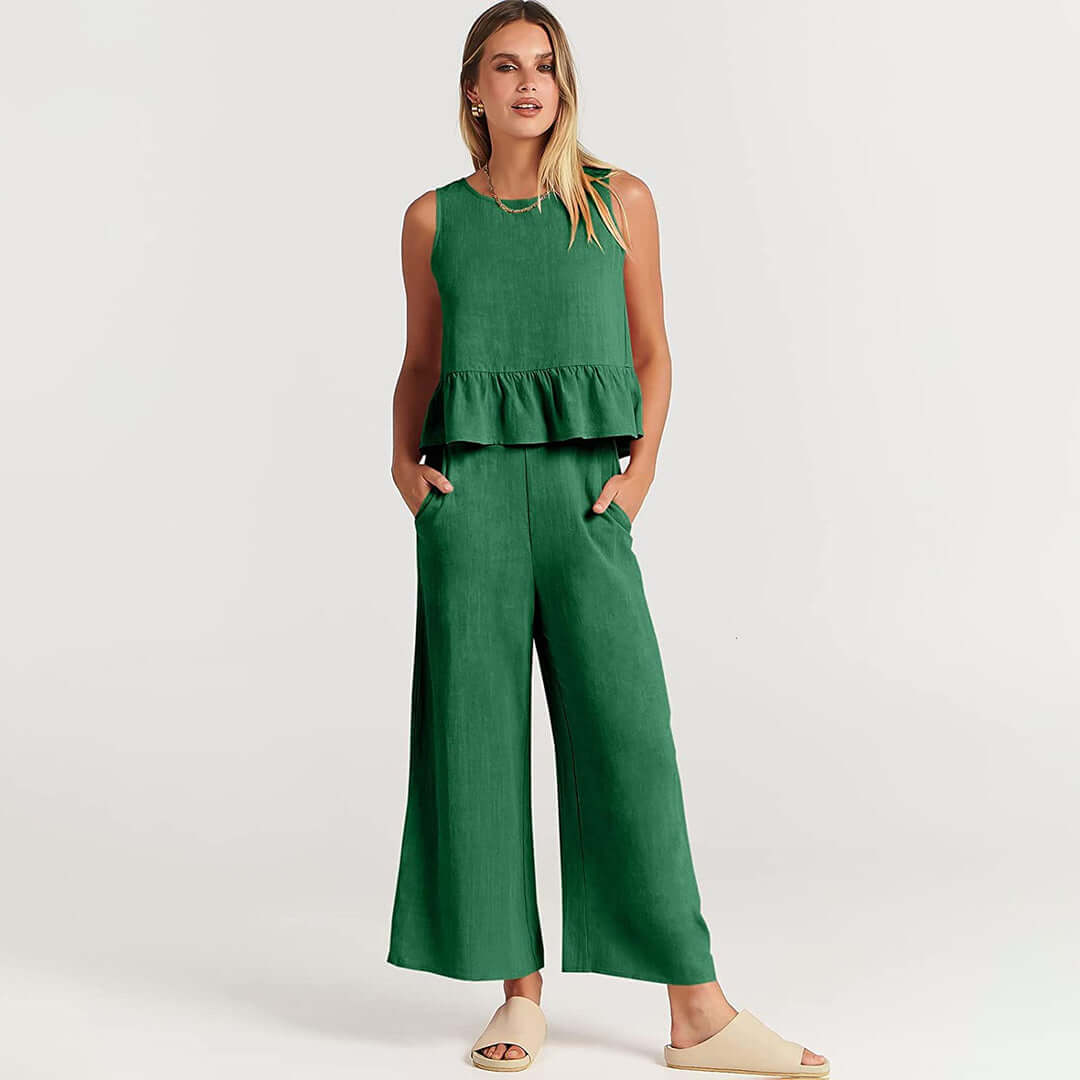 Ladies' Floral Off Shoulder Jumpsuit Set