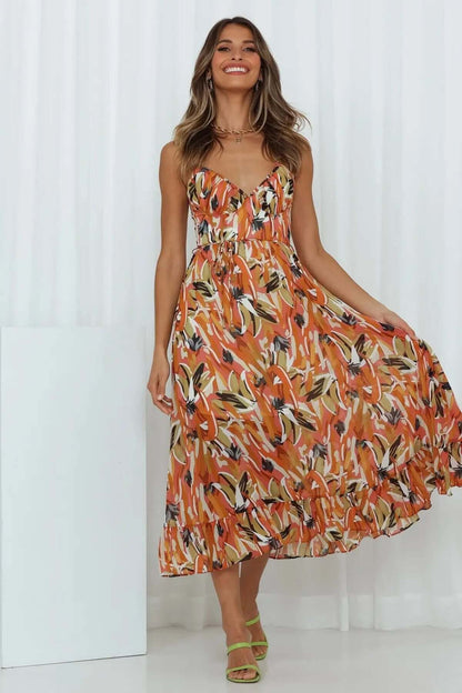 Strapless Warm Weather Floral Midi Dress - Luxivelle