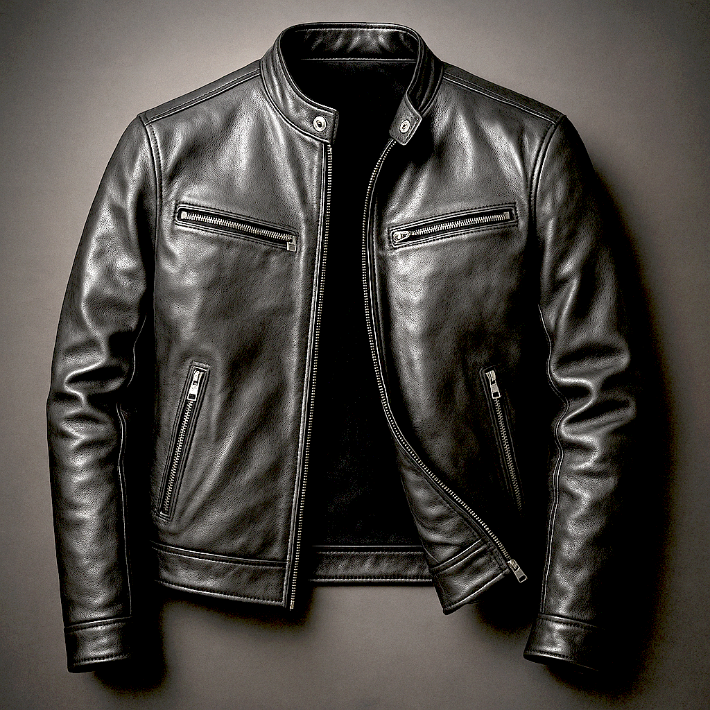 Men's Fitted Zip Up Leather Jacket