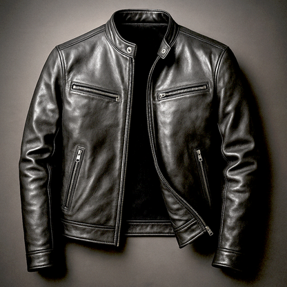Men's Fitted Zip Up Leather Jacket