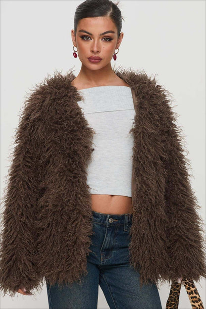 Plush Teddy Bear Faux Fur Parka Coat - Luxivelle