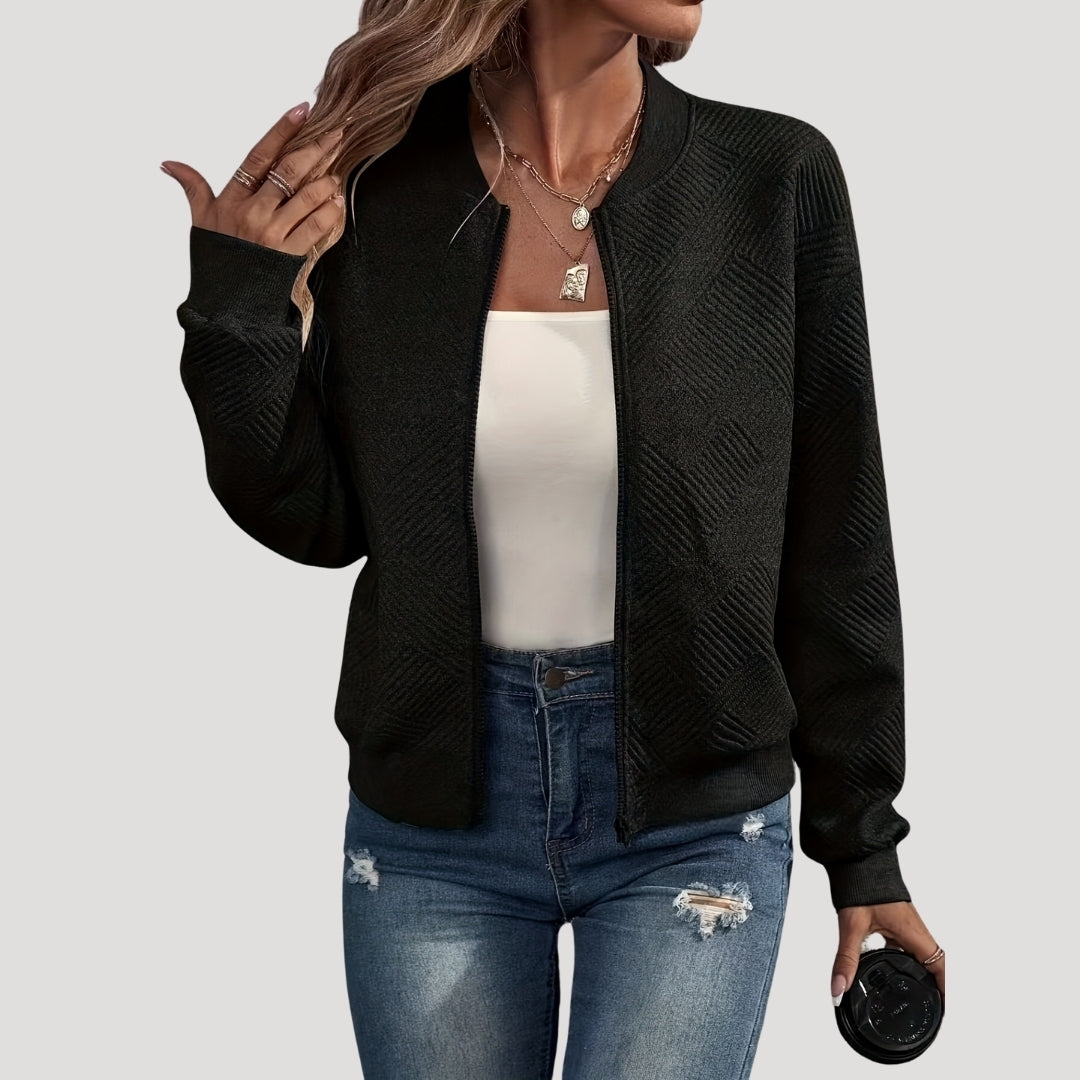Slim Fit Women's Zip Up Bomber Jacket - Luxivelle