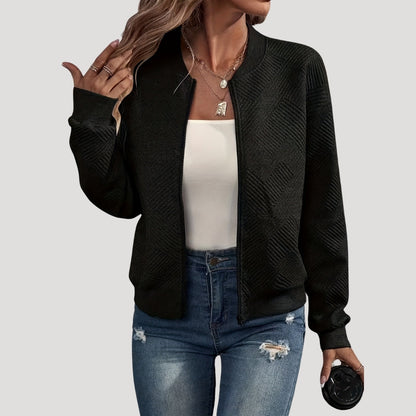 Slim Fit Women's Zip Up Bomber Jacket - Luxivelle