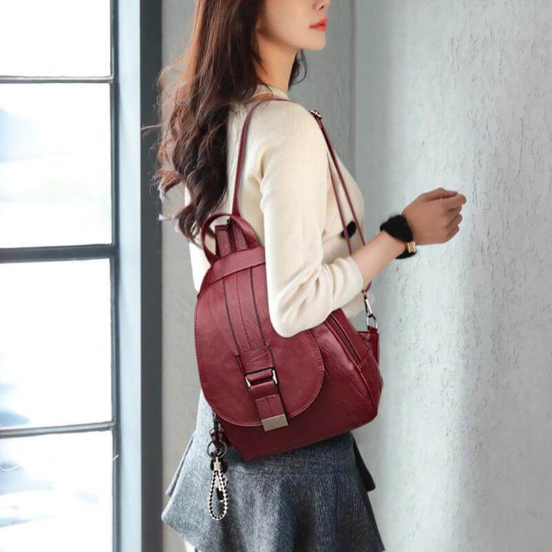 Secure Women's Leather Rucksack - Soft Genuine Sheepskin Backpack - Luxivelle