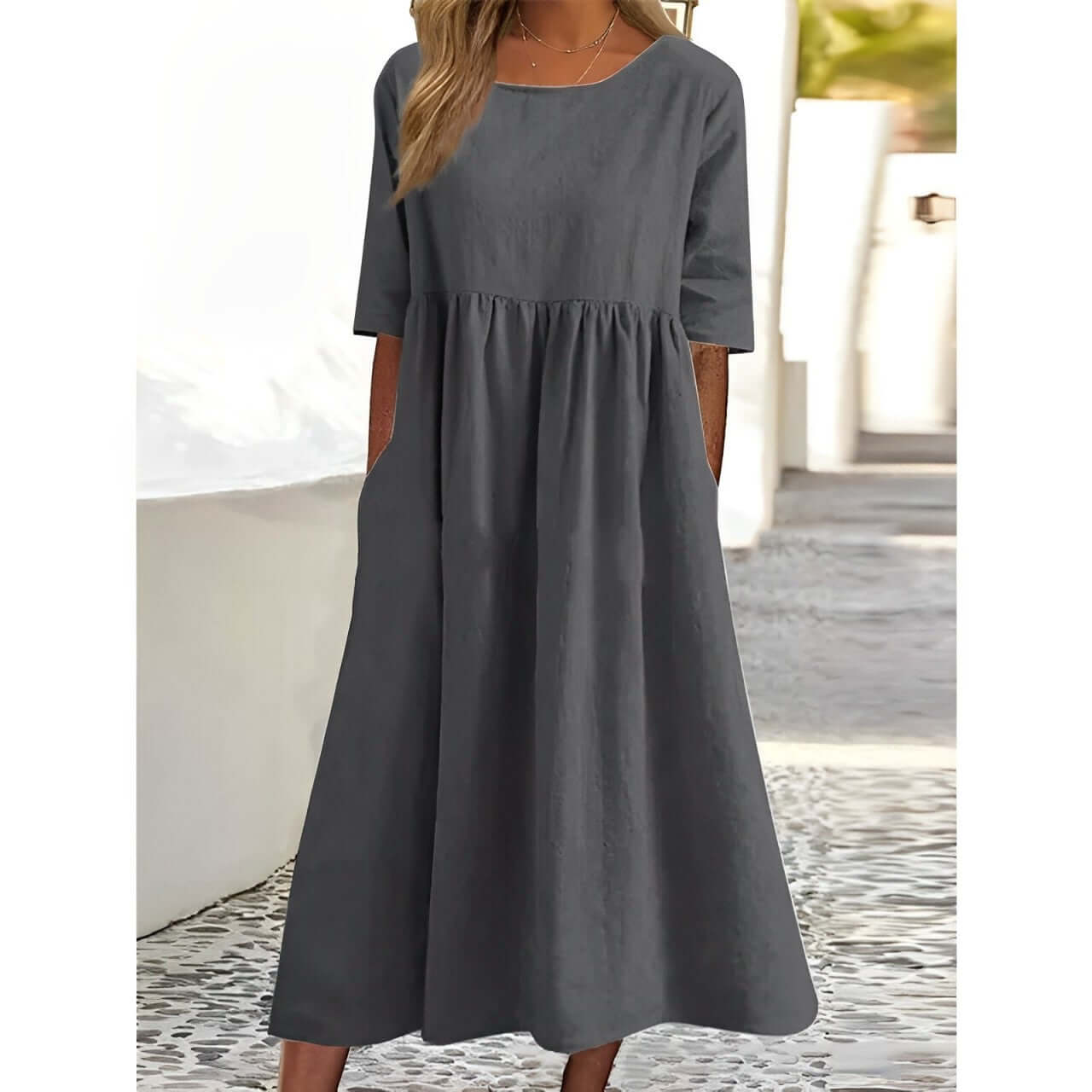 Comfortable Casual Flowy Midi Dress