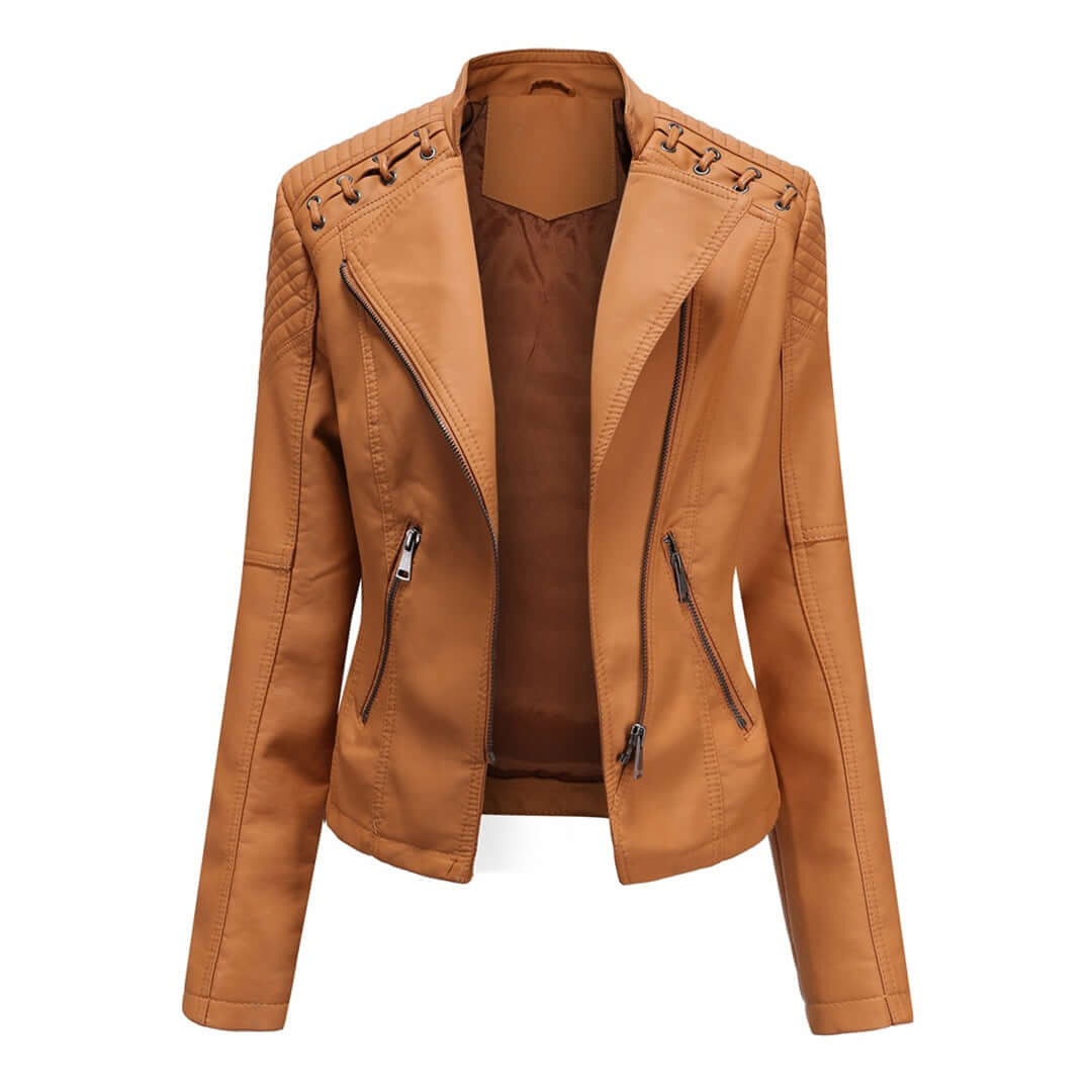 Ladies Vegan Leather Motorcycle Jacket
