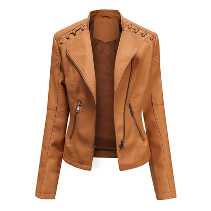 Ladies Vegan Leather Motorcycle Jacket