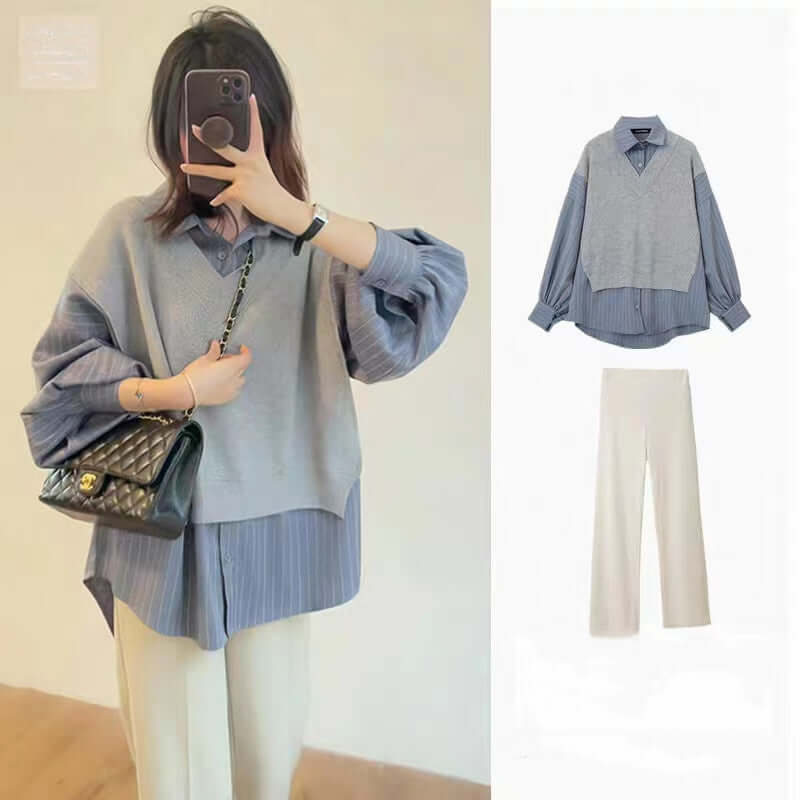 Relaxed Fit Midi Top and Palazzo Pants Set