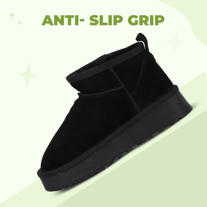 Cozy Fleece Ankle Boots - Thick Insulated Soles