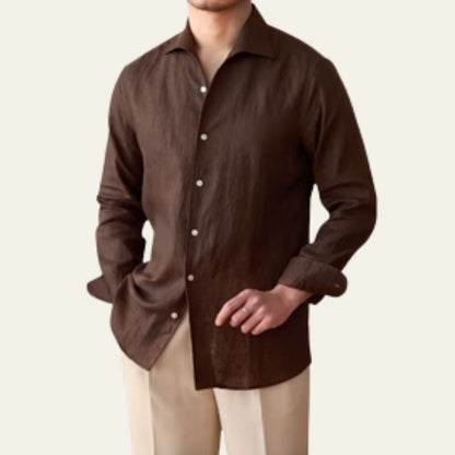 Relaxed Fit Men's Cotton Long Sleeve Dress Shirt