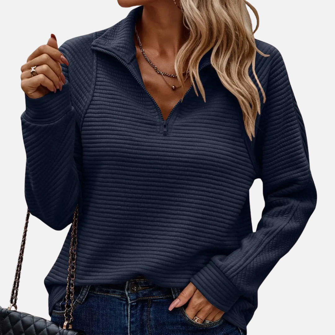 Eliana | Women's Ribbed Quarter-Zip Sweater