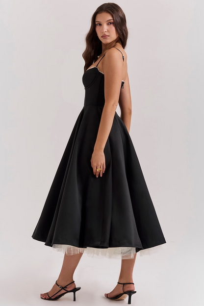 Kayla | Gorgeous Shiny Waisted Midi Dress