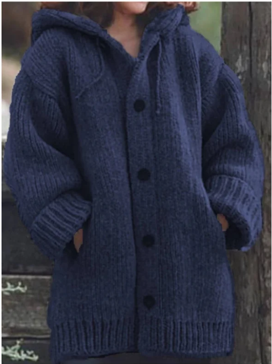 Warm Women's Layered Cardigan with Hood