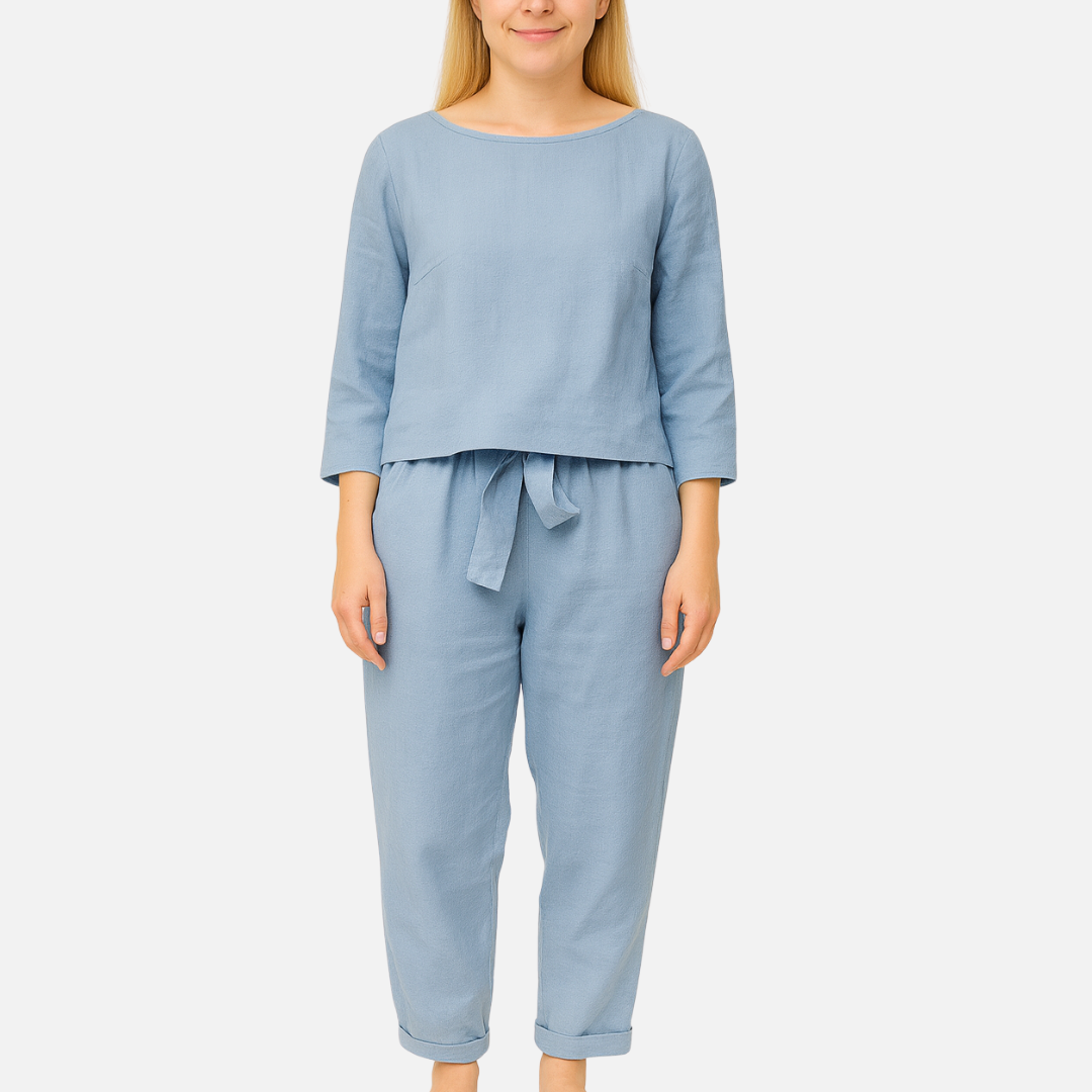 Women's Linen Co-ord Set - Breathable Summer Top & Trousers