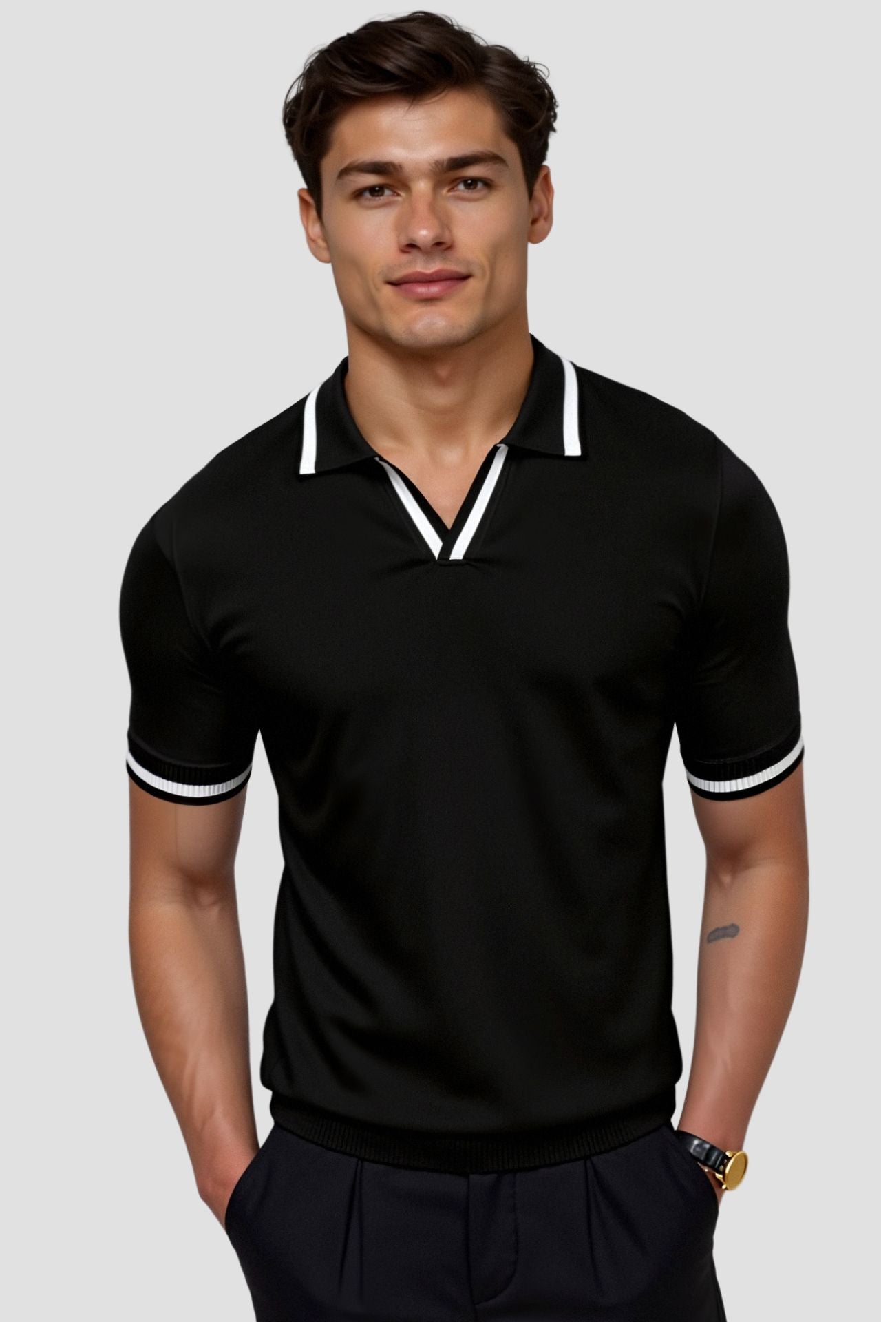 Classic Fit Short Sleeve Polo Shirt for Men