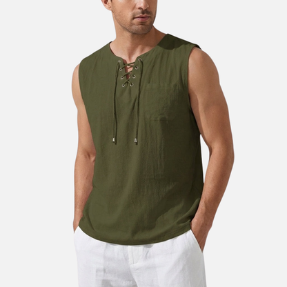 Men’s Sleeveless Tank Top Lace-Up