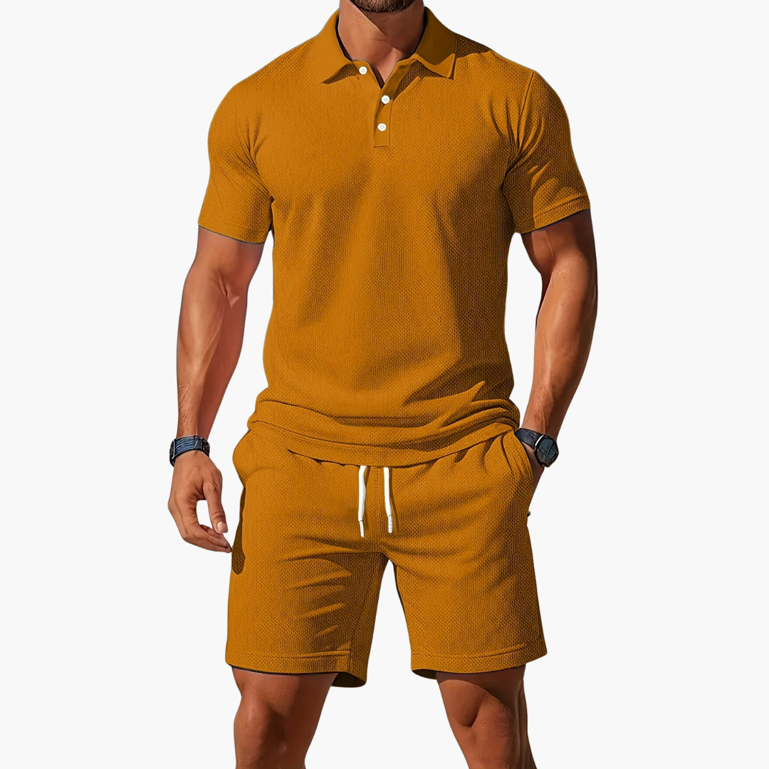 Men's Classic Cotton Polo Shirt and Shorts Set
