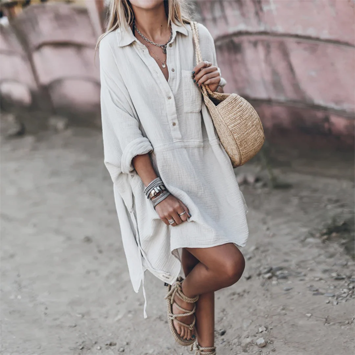 Casual Loose-Fit Summer Beach Dress - Luxivelle