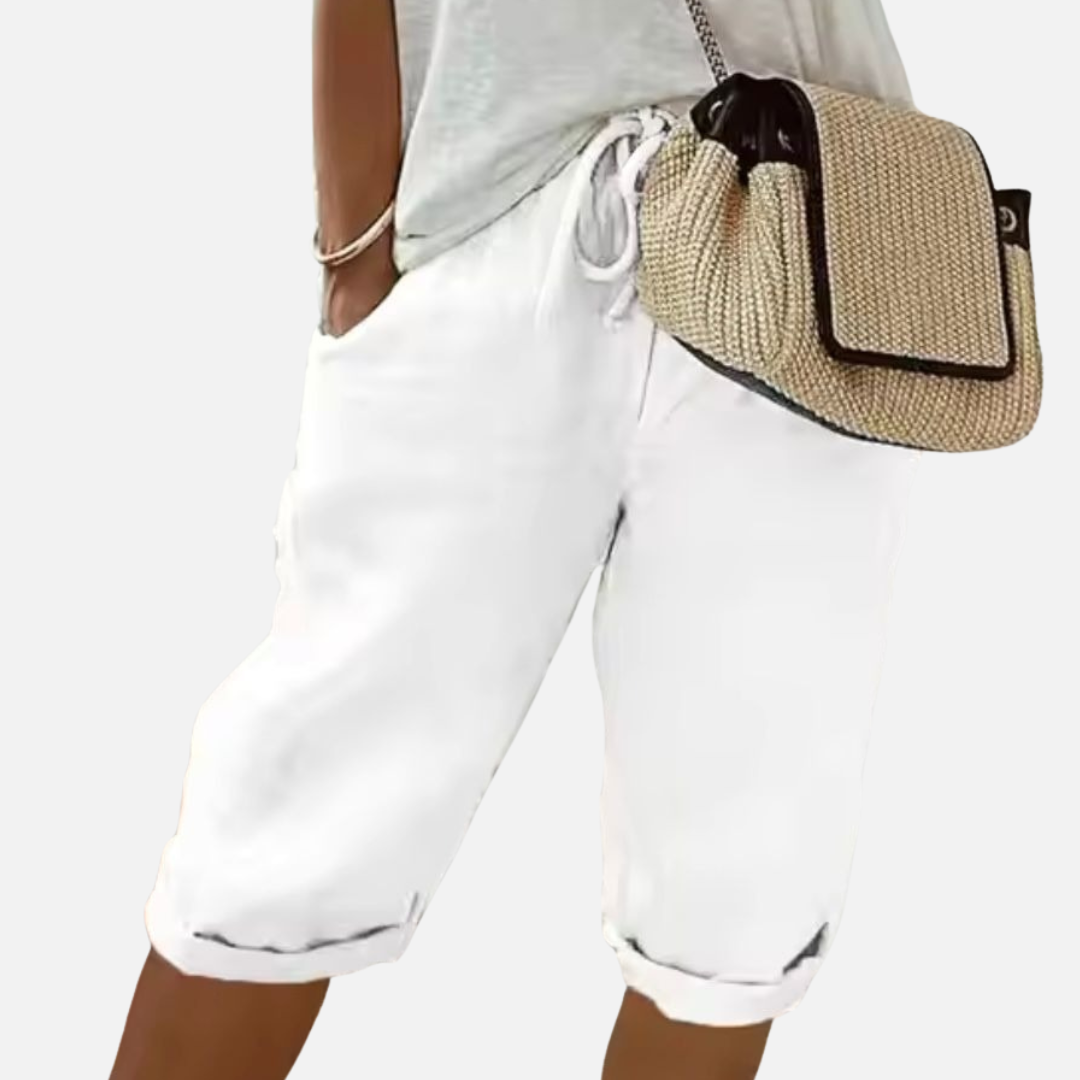 Women's Linen Short Pants Crop Trousers